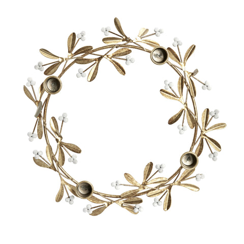 Missia Adventskerzenhalter Mistel hell gold