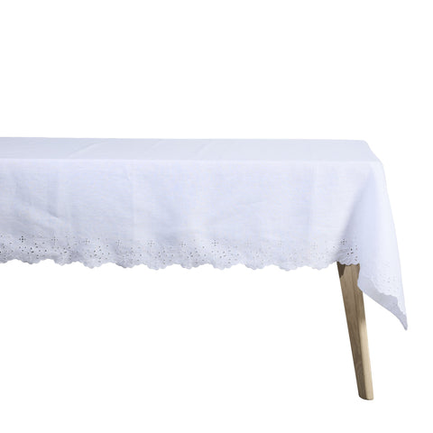 Anglaise-Tischdecke 220x140 cm. Weiß