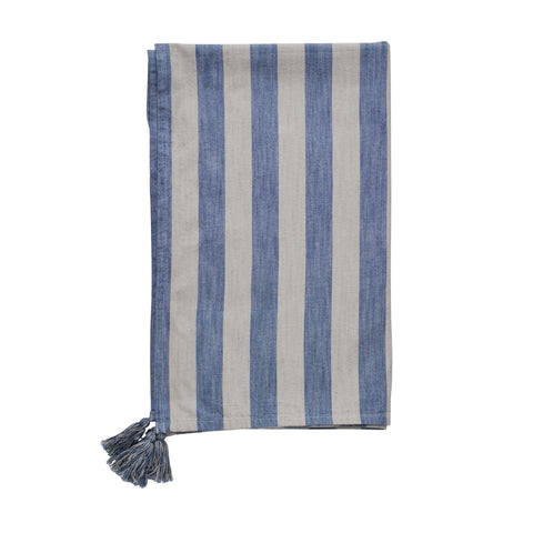 Felima Stranddecke, gestreift / 200 x 140 cm, Leinen/Blau