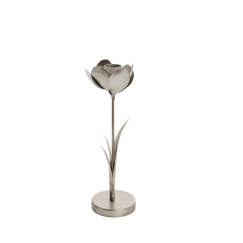 Stillia-Blumen-Kerzenständer H22 Silber