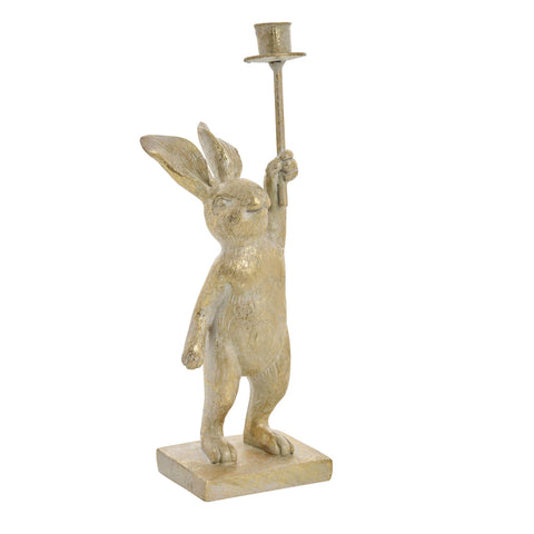 Selille Hasen-Kerzenständer, Höhe 18,5 cm, Länge, Gold