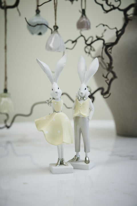 Sevia Hasendekoration H20.5 Weiß/Gelb