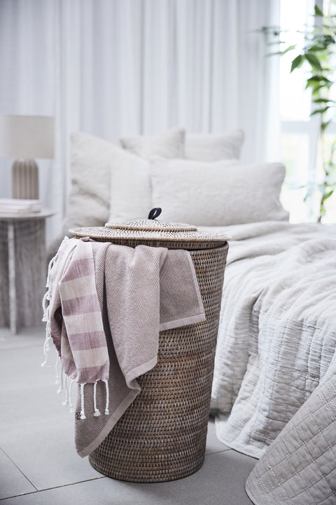 Felima Handtuch gestreift / 180x90 cm Tigerauge/Rosenbraun