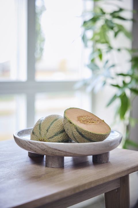 Esille Tablett Ø32 cm. dunkelbeige Marmor