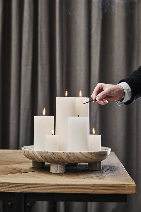 Esille Tablett Ø32 cm. dunkelbeige Marmor