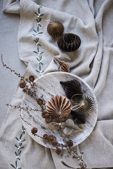 Esille Tablett Ø32 cm. dunkelbeige Marmor