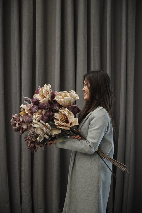 Happia Schaum Blumen leinen D23 H20