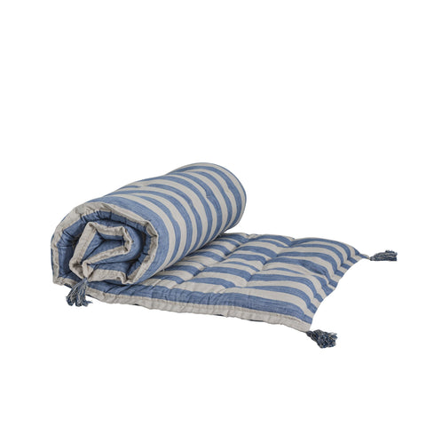 Felima Matratze gestreift / 190x70 cm Leinen/Blau