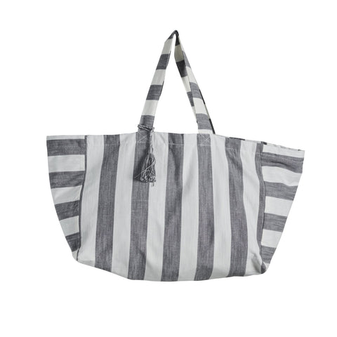 Felima Tragetasche, gestreift / 50 x 25 cm, Weiß/Dunkelgrau