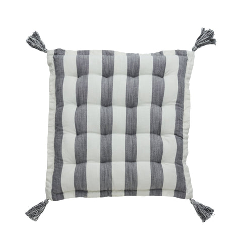 Felima Sitzkissen, gestreift / 45x45 cm Weiß/Dunkelgrau