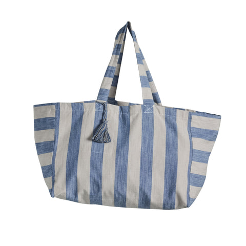 Felima Tragetasche, gestreift / 50 x 25 cm, Leinen/Blau