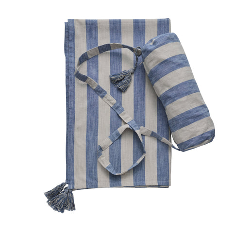 Felima Stranddecke, gestreift / 200 x 140 cm, Leinen/Blau