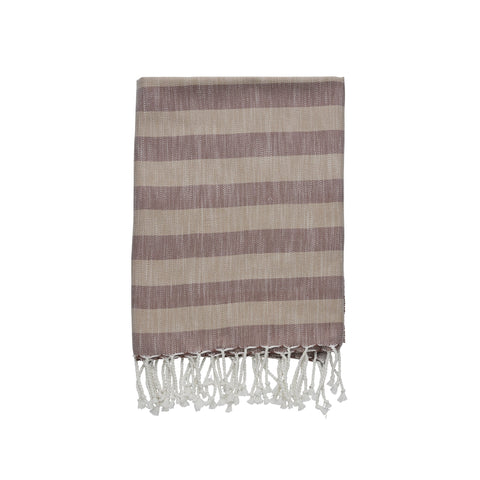 Felima Handtuch gestreift / 180x90 cm Tigerauge/Rosenbraun