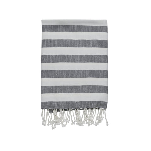 Felima Handtuch gestreift / 180x90 cm Weiß/Dunkelgrau