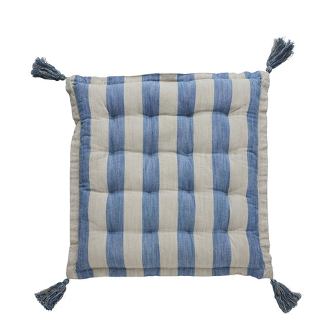 Felima Sitzkissen, gestreift / 45x45 cm, Leinen/Blau