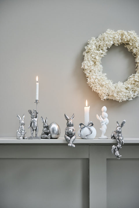 Selille Hasen-Kerzenständer H18.5 Silber