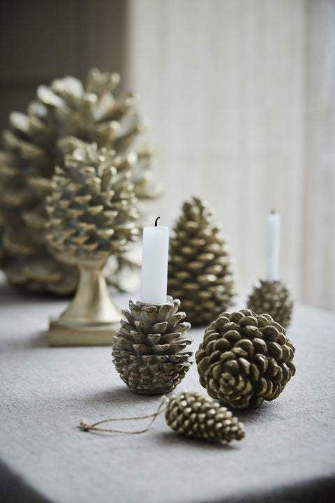 Serafina kerzenleuchter Tannenzapfen H10,2 cm hell gold