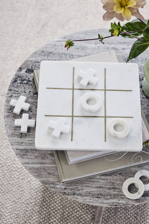 Marmilla Tic Tac Toe weißer Marmor 25x25 cm.