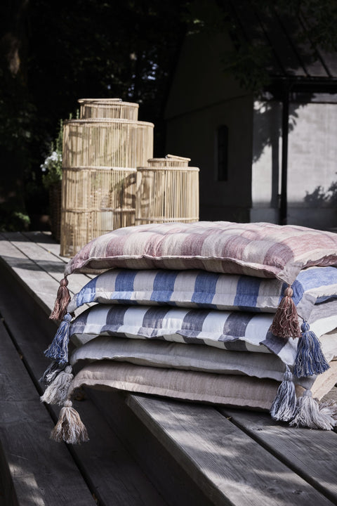 Felima Sitzkissen, gestreift / 45x45 cm, Leinen/Blau