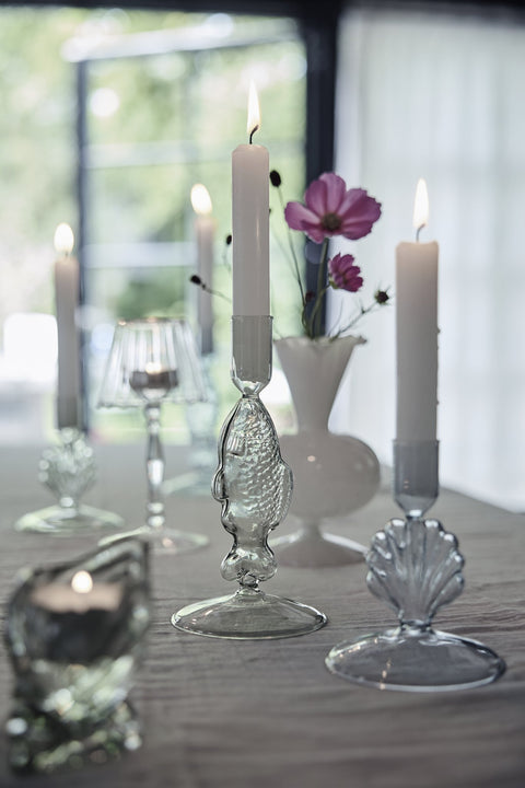 Nerina Fisch-Kerzenständer, B9 x H18, Grün