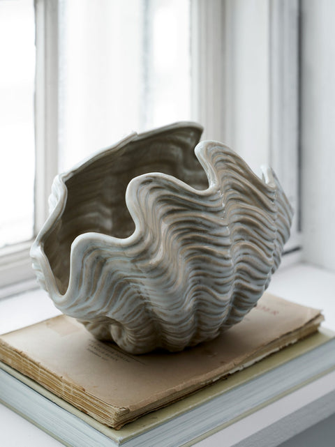 Sheline Muschelvase 18x19,5 cm. leinen